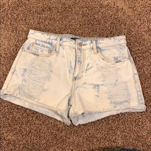 High Rise Acid Wash Jean Shorts
